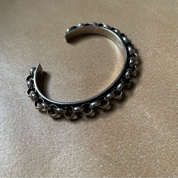 Elizabeth Cole chain cuff bracelet bangle silver layering minimal - Picture 4 of 8